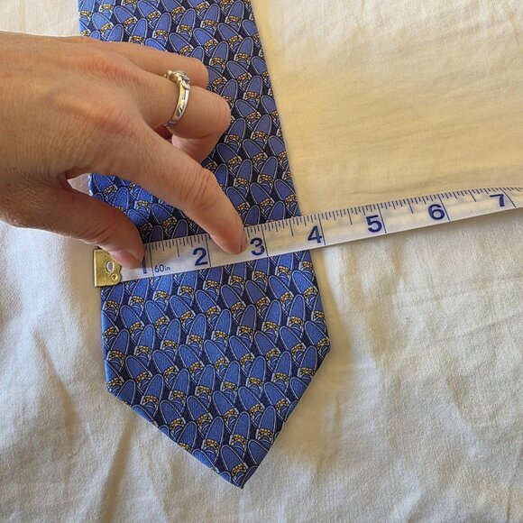 Gucci Vintage Silk Tie Blue Horsebit Equestrian Print 100% Silk Made in Italy - Picture 9 of 10